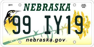 NE license plate 99IY19