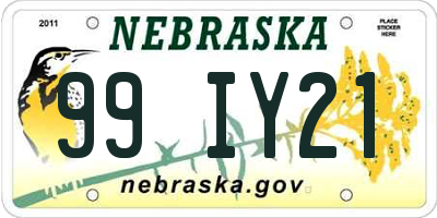 NE license plate 99IY21