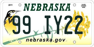 NE license plate 99IY22