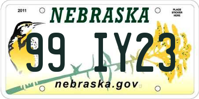 NE license plate 99IY23