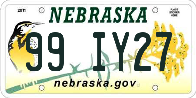 NE license plate 99IY27