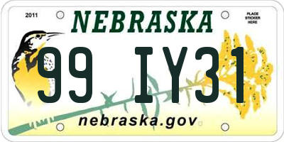 NE license plate 99IY31