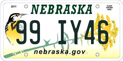 NE license plate 99IY46