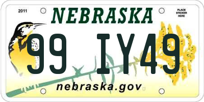 NE license plate 99IY49