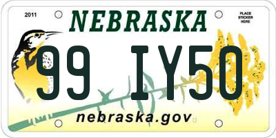 NE license plate 99IY50