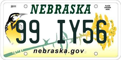 NE license plate 99IY56