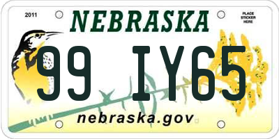 NE license plate 99IY65