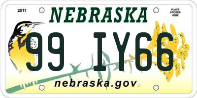 NE license plate 99IY66