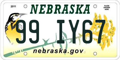 NE license plate 99IY67