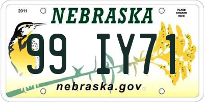 NE license plate 99IY71