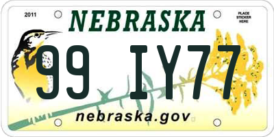 NE license plate 99IY77