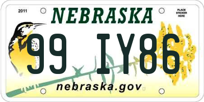 NE license plate 99IY86