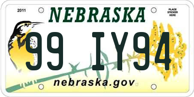 NE license plate 99IY94