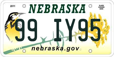 NE license plate 99IY95