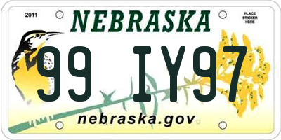 NE license plate 99IY97