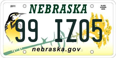 NE license plate 99IZ05