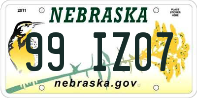 NE license plate 99IZ07