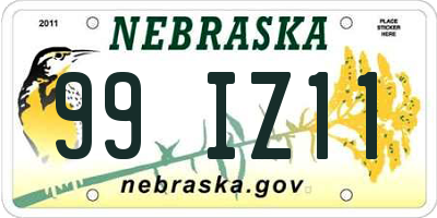 NE license plate 99IZ11