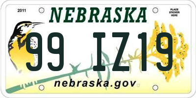 NE license plate 99IZ19