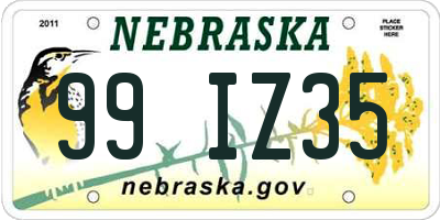 NE license plate 99IZ35