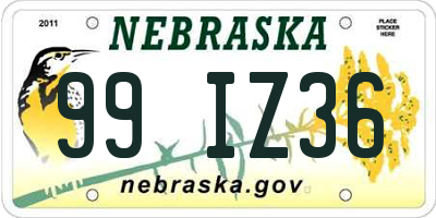 NE license plate 99IZ36