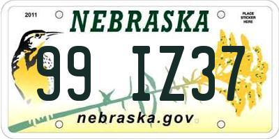 NE license plate 99IZ37
