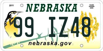 NE license plate 99IZ48