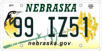 NE license plate 99IZ51