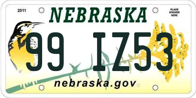 NE license plate 99IZ53