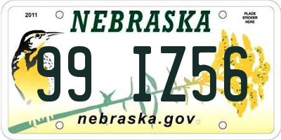 NE license plate 99IZ56