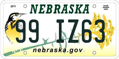 NE license plate 99IZ63