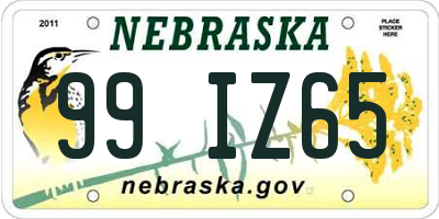 NE license plate 99IZ65
