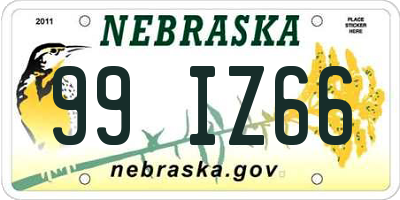 NE license plate 99IZ66