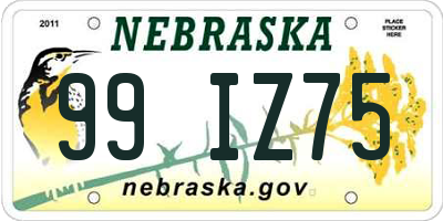 NE license plate 99IZ75