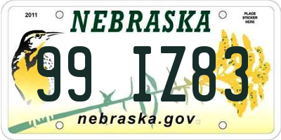 NE license plate 99IZ83