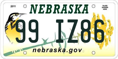 NE license plate 99IZ86