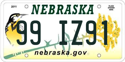 NE license plate 99IZ91