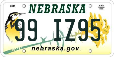 NE license plate 99IZ95