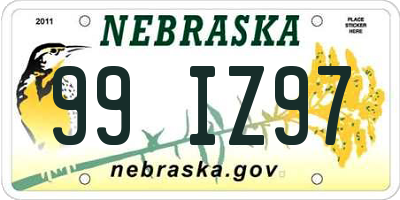 NE license plate 99IZ97