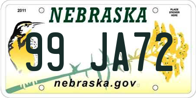 NE license plate 99JA72