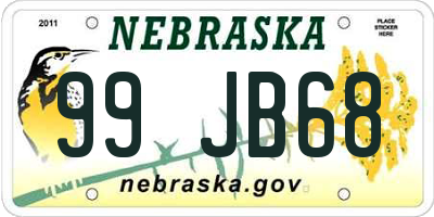 NE license plate 99JB68