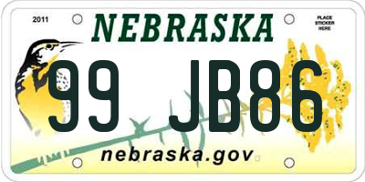 NE license plate 99JB86