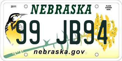 NE license plate 99JB94