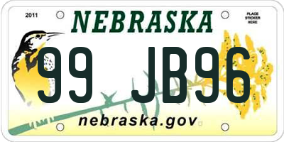 NE license plate 99JB96