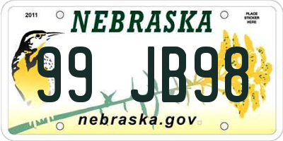NE license plate 99JB98