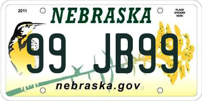 NE license plate 99JB99