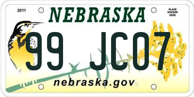 NE license plate 99JC07