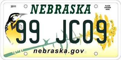 NE license plate 99JC09