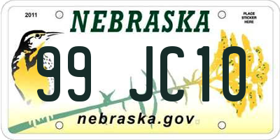 NE license plate 99JC10