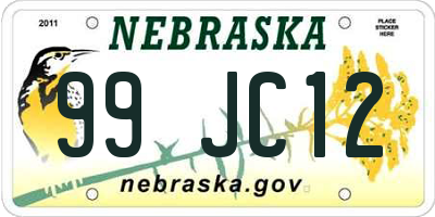 NE license plate 99JC12